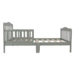 Wooden Baby Toddler Bed Children Bedroom Furniture with Safety Guardrails Gray - Image 3
