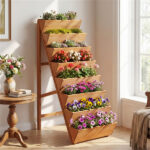 8-Tier Vertical Raised Garden Bed, 40" x 24" x 59" Fir Wood Ladder Planter Stand for Vegetables Herbs Flowers - Image 3