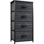 4-Drawer Dresser, Organizer Unit for Adult for Bedroom, Living Room, Charcoal Black