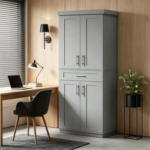 Natural Modern Engineered Wood Bathroom Cabinet with Open Compartment, Anti-Toppling Tall Storage Cabinet with Magnetic Door Catch for Living Room Entryway - Image 19