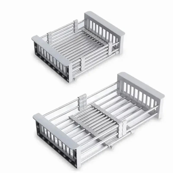Adjustable Immersion Sink Dish Drying Rack With Stainless Steel Drain Basket - Portable And Retractable Space-Saving Fruit And Vegetable Solution(UPS/UPS logistics delivery supports self-pickup)