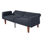 Modern PU Leather Futon Sofa with Tufted Backrest, Adjustable Reclining Couch with Wood & Metal Legs, Mid-Century Style Sofa for Living Room - Image 3