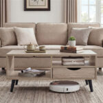 36.5" Rustic Coffee Table with Drawer & Open Shelves, Engineered Wood Center Table for Living Room Natural - Image 6