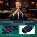 70"×35" 10-Player XL Poker Table Mat, Non-Slip Rubber Base Spill-Proof Multi-Spandex Table Top with Carry Bag (Black & Green)​ - Image 7