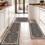 Kitchen Rug Sets of 3 Washable Boho Kitchen Rugs and Runner Carpets Non Slip Kitchen Area Rug for Laundry Room Entryway Hallway