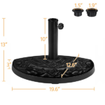 Half Round Umbrella Base Stand with Floral Pattern, Black - Image 2