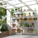 5-layer double row, freely adjustable layer spacing, with adjustable feet, display stand, iron, 147*35*180cm, chrome-plated - Image 14