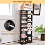 7-Tier Double-Row Shoe Rack with Adjustable Shelves, Anti-Tipping Narrow Storage Rack for Entryway Closet-Black - Image 9