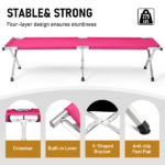 Portable Folding Camping Cot with Carrying Bag Army Pink - Image 3