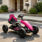 Pink Kids Pedal Go Kart – Swing Axle & Shock-Absorbing Wheels, Promote Kids Physical Exercise While Playing Outdoors - Image 5