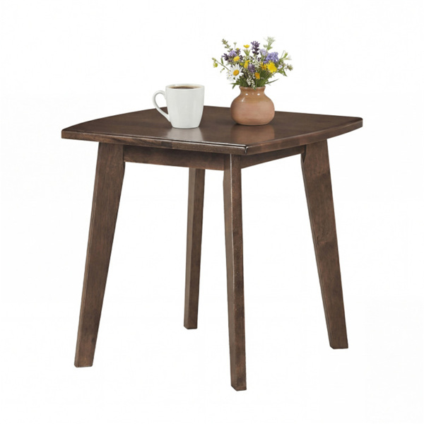 17" Square Side Table Solid Rubber Wood, Walnut Finish End Table for Living Room Bedroom