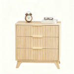 3-Drawer Cabinet with Slatted Fronts 31.5"*15.6"*29.72" Chest of Drawers Nightstand Oak - Image 3
