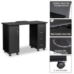 Double Edged Manicure Nail Table with Drawer Black - Image 30