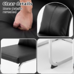 Dining chair set (2 pieces) modern leather imitation soft cushion dining chair, with soft cushion backrest and electroplated legs, suitable for kitchen/living room/dining room,Black - Image 10