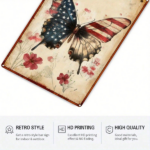 CIFbuy 1pc Vintage American Flag Butterfly Metal Wall Art, Rustic Iron Tin Sign With Floral Accents, Accents, Patriotic Farmhouse Home Decor 8x1 BuikTok, BuikTok, Accents Self-, ckup Logiop8x1 - Image 6