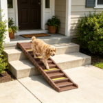 Brown Portable Dog Ramp – Foldable Stairs for Medium Small Dogs to Get on Car Truck SUV - Image 4