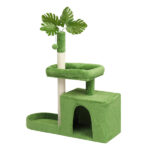 36in Cat Tree with Leaves, Multi-level Cat Tower with Cat Scratching Post, Cozy Cat Condo, Padded Beds, Dangling Ball for Kittens and Indoor Cats, Green