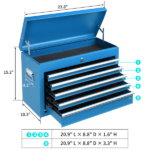 5-Drawer Lockable Steel Tool Chest, 330 lbs Capacity, Blue Heavy-Duty Tool Storage Cabinet with Drawer Liners & Lid Support for Workshop/Garage Maintenance - Image 6