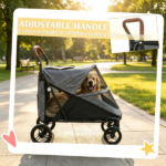 Gray Heavy Duty Dog Stroller – Up to 66 LBS, All-Terrain Suspension for Backyard & Park Use - Image 4