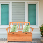 112 * 58 * 84cm Cedar Yard Storage Box With Backrest Armrest Bright Orange Red - Image 14