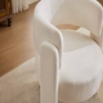 Modern Accent Chair, Contemporary Boucle Fabric Accent Armchair Comfy Upholstered Leisure Single Sofa Chair for Living Room Bedroom Apartment Office - White - Image 17