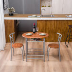Same Code 35204938 Brown Wood Grain PVC Breakfast Table (One Table and Two Chairs) - Image 46