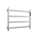 22.5" Brushed Nickel Heated Towel Rack for Bathroom,Wall Mounted with Intelligent Touch Screen Timer, 4-Bar Towel Warmer, 304 Stainless Steel Polished, Plug-in/Hard-Wired[Unable ship on weekends, TK/TEMU only for pickup, only TX10643 warehouse supports GOFO] - Image 2