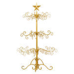 3ft Wrought Iron Christmas Tree, Metal Ornament Display Tree Stand for for Holiday Party Home Decor, Indoor & Outdoor Decor Hanger, Gold