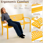 47in PVC Mesh Backrest Iron Bench Yellow - Image 15