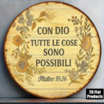 CIFbuy 1pc Vintage Italian Phrase "With God Everything Is Possible" Round Aluminum Wall Plaque, 8x8 Inch Religious Faith Home Decor Sig TikTok, TikTok, Self-pickup Logiopics