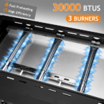Replace 24179804 3-Burner Flat Top Gas Griddle Cooking Station with Ceramic Coated Cast Iron Pan, 30,000 BTU Propane Fuelled Griddle Station for Outdoor Barbecue Backyard Cookout - Image 8