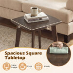 17" Square Side Table Solid Rubber Wood, Walnut Finish End Table for Living Room Bedroom - Image 9