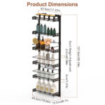 6-Tier Over the Door Pantry Organizer, Large Metal Door Spice Rack, Hanging Heavy-Duty Pantry Door Storage Shelf 10LBS Loading Easy Install Behind Door Storagefor Kitchen and Bathroom, Black - Image 8
