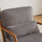 Low Arm Accent Chair - Light Gray Corduroy Upholstered Indoor Lounge Chair, Compact Single Seater with Sturdy Frame (330LBS Weight Capacity) - Image 20