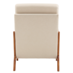 Same Code 47026089 High Back Solid Wood Armrest Backrest Iron Frame Linen Indoor Leisure Chair Off-White - Image 9