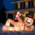 9.8ft Reclining Gingerbread Man, 6 LED Lights, Drawstring Bag, Christmas Inflatable Decoration, 12V, 1500mA, US Standard - Image 10