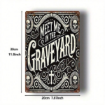 CIFbuy Gothic Cemetery Decor Metal Plaque Vintage Graveyard Sign "Meet Me In The Graveyard" 2D Flat Iron Wall Art For Home Bar Farmhous TikTok, TikTok, e Self-pickup Logiopics - Image 2