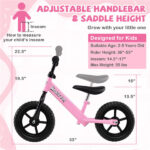 Toddler Balance Bike for 2-5 Years - Adjustable Height, 6.3LBS Lightweight & 11" Foam Tires-Pink - Image 6