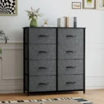 8 Drawers Dresser Chest of Drawers for Fabric Storage Dressers for Living Room Black Gray(Shipment from Walmart)