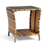 [Replace old code: 21936583] Glass Surface Yellow Gradient Iron Frame Rattan Side Table - Image 6