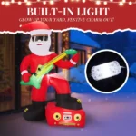 7.5FT Lighted Christmas Inflatable Decoration, Inflatable Black Santa Playing Electric Guitar, Funny Blow Up Yard Decorations with Built-in LED Lights for Holiday Party Front Yard Lawn Garden Decor - Image 7