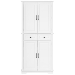 K&K 71" Tall Kitchen Pantry Cabinet with 3 Pull Out Cabinet Organizers, Farmhouse Embossed Texture Storage Cabinet with 6 Door Shelves, 2 Drawers, Freestanding Cupboard for Kitchen, Dining Room White - Image 3
