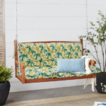 Outdoor Swing Cushions 63 Inch, Waterproof 4" Thick Porch Swing Cushion Replacement with Backrest and Ties, Comfortable 2-3 Seat Pation Swing Pad for Backyard, Garden, Lawn, Outdoor Furniture clover