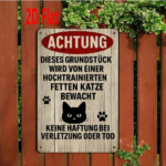 CIFbuy Achtung German Warning Sign Black Cat Metal Plaque" Weatherproof Rustproof UV Resistant 2D Flat Unframed Decor, Resistant 2D Flat Unframed Decor, 7.87x11.81 Inch Metal PikTok, Metal PikTok, t Self-pickup Logiopics - Image 6