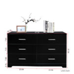 6 Drawer Double Dresser for Bedroom, Wide Storage Cabinet for Living Room Home Entryway, Black - Image 6
