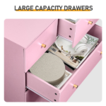 25.98"*15.75"*35.83"(L*W*H) 4-Tier 5-Drawer Cabinet Drawer Dresser with Gold Handles Macaron Pink - Image 7