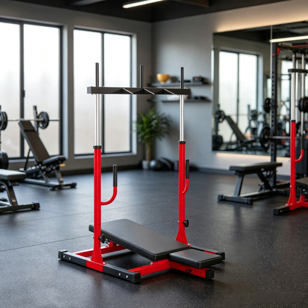 86269d5c-6994-43ae-8430-91ffeefdba57.png Heavy-Duty Red Vertical Leg Press Machine with Adjustable Leg, Back & Head Positions, 1" Standard Plate Compatible Strength Training Equipment - Image 1