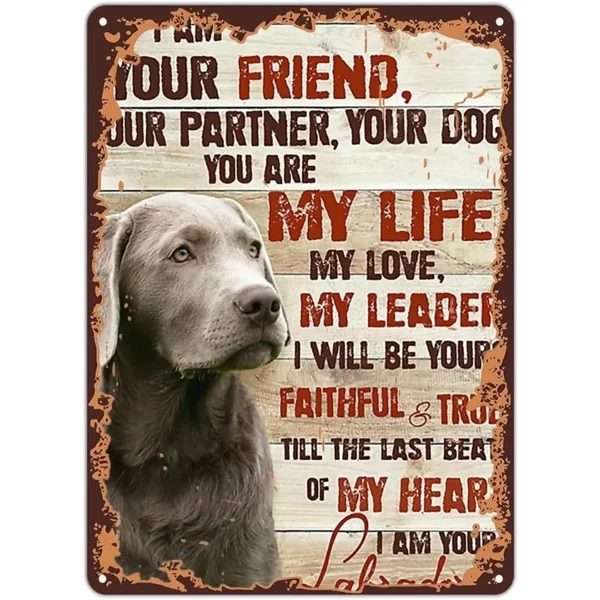 CIFbuy Silver Labrador I Am Your Friend Retro Metal Sign Home Kitchen Bar Cafe Club Cave Wall Decor Vintage Tin Sign (TikTok, temu pick-up service)