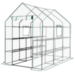 Large Walk-in Greenhouse with PE Cover & Side Windows, 12-Shelf Indoor Outdoor Portable Greenhouse for Garden Backyard, 56 x 85 x 77", White