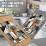 Three-piece kitchen rug set, non-slip and washable, abstract pattern kitchen hallway rug, soft and comfortable, suitable for sinks, floors, entrances, hallways and bathrooms. - Image 5